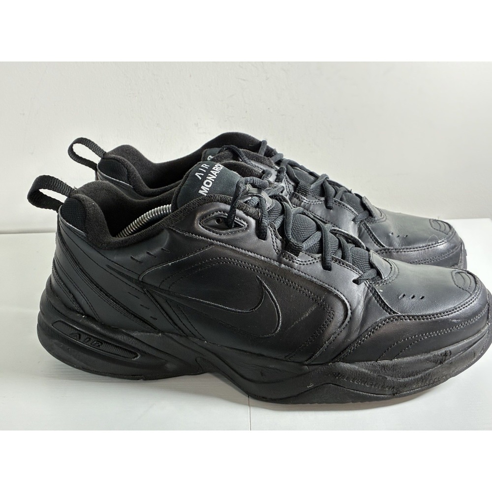 Nike Air Monarch IV Triple Black Walking Shoes Men's Size 14 D (415445-001)